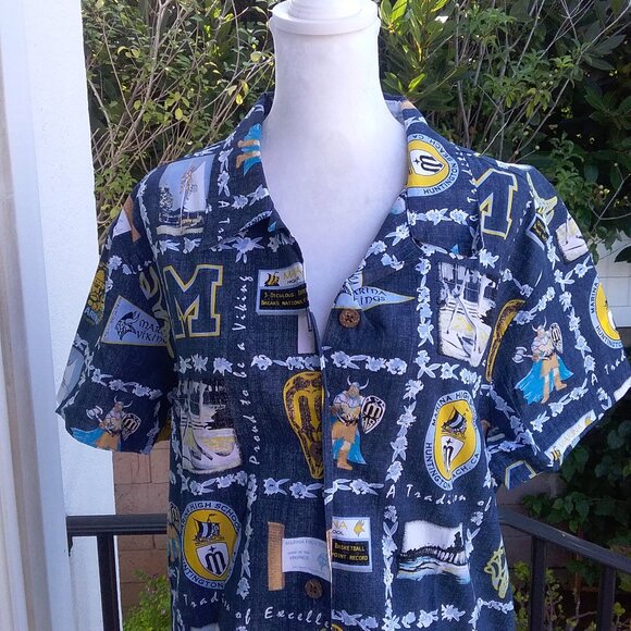 Marina High School Blouse Women's Large Blue Cotton Huntington Beach, CA - Picture 3 of 5